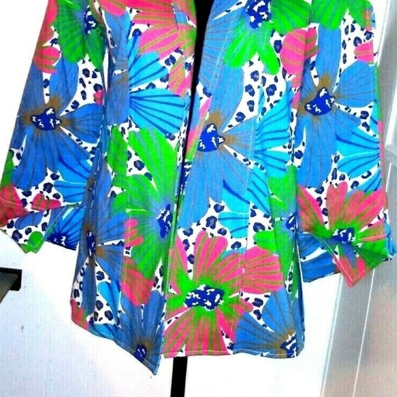 womens Multicolor Jacket ART-TO-WEAR Boho Open front Floral Harve Benard - Picture 7 of 8